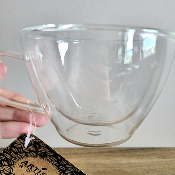 NWT Artisan Roast by Godiner doubled walled glass coffee mug on in box. - Picture 8 of 8